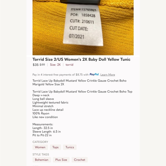 Babydoll Crinkle Gauze Crochet Inset Lace-Up Top - Picture 12 of 12